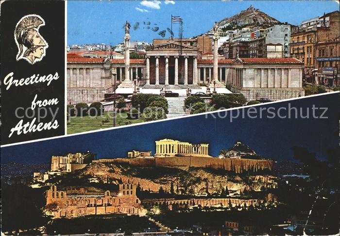 Athenes Athen Beleuchtete Akropolis Tempel Ruine Antike Gebaeude