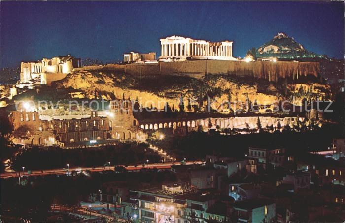 Athenes Athen Akropolis bei Nacht Tempel Antike