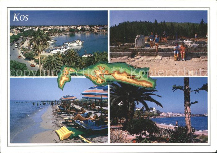Kos Cos Hafen Strand Faehrschiff Landkarte