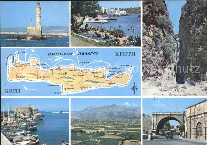 Kriti Hafeneinfahrt Felsen Landkarte