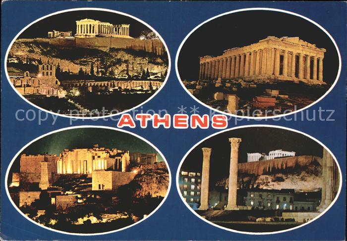 Athens Athen Akropolis bei Nacht Tempel Ruine Antike