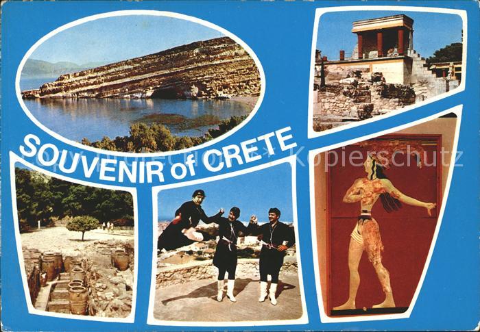 Crete Kreta Kueste Palast von Knossos Antike Wandmalerei