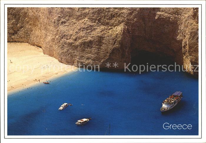 Griechenland Greece Bucht Strand Faehrschiff Fliegeraufnahme