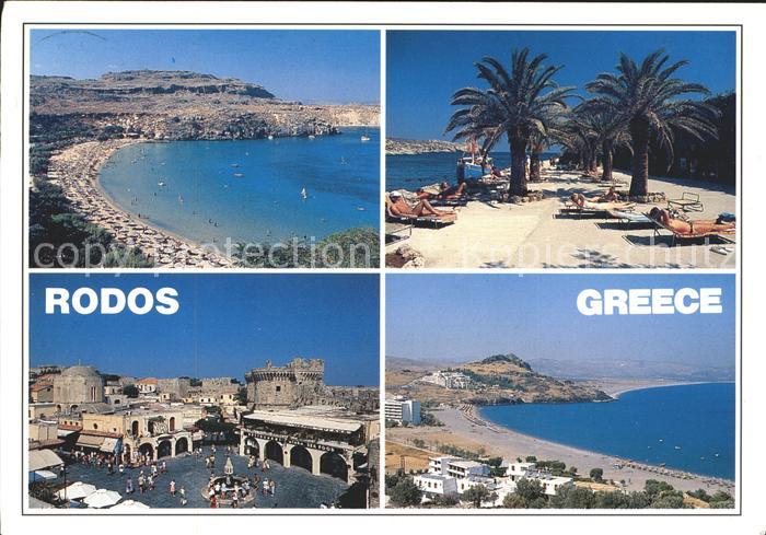 Rhodos Rhodes aegaeis Panorama Strand Palmen