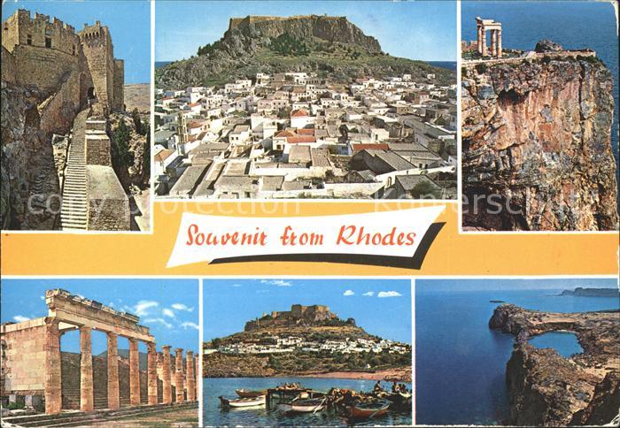 Rhodes Rhodos Greece Festung Tempel Ruine Antike Panorama Kueste Fischerboot