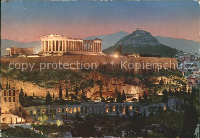 Athens Athen Akropolis bei Nacht Tempel Ruine Antike