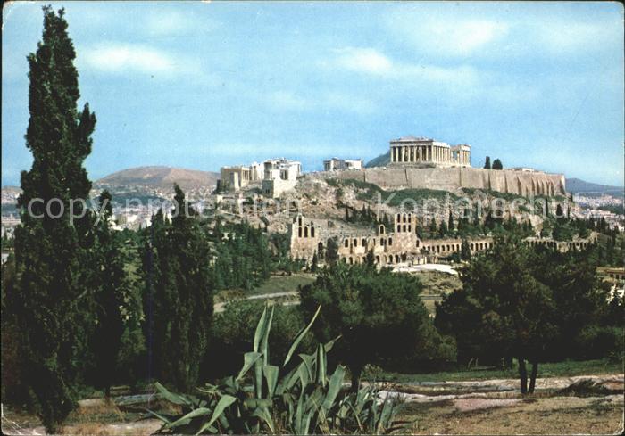 Athenes Athen Akropolis Blick vom Gefaengnis des Sokrates