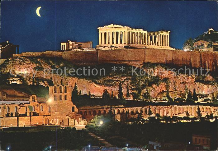 Athenes Athen Akropolis beleuchtet Tempel Ruine Antike