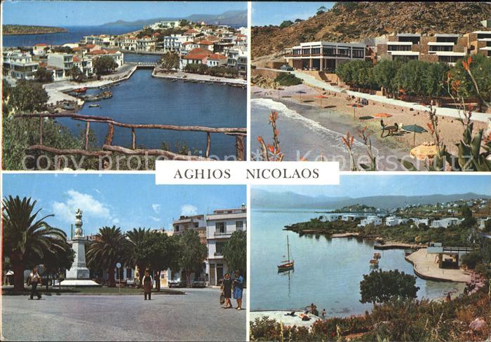 Agios Nikolaos Panorama Hafen Strand Denkmal