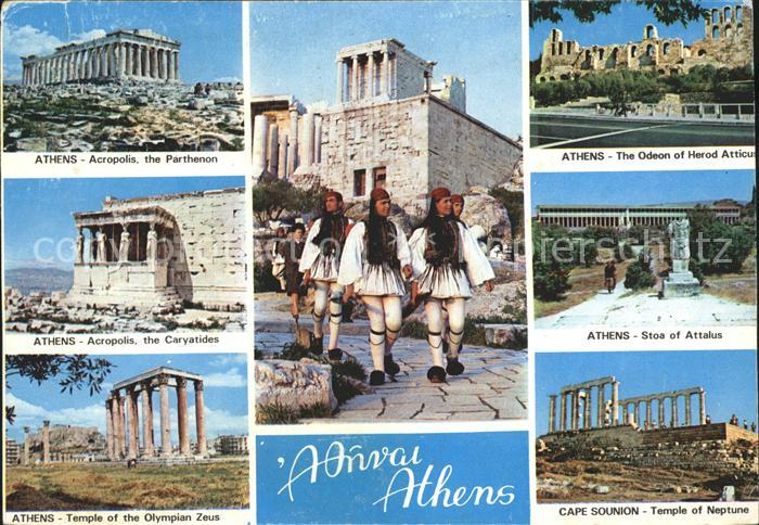 Athens Athen Akropolis Parthenon Caryatides Zeus Neptune Attalus Tempel Antike W