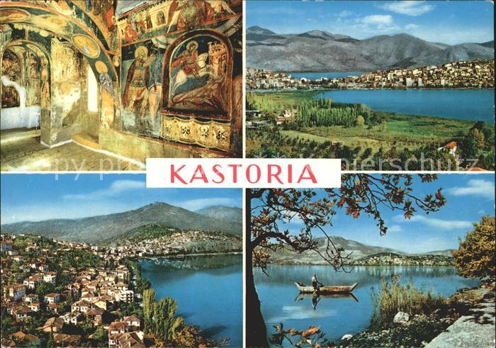 Kastoria Panorama Fischerboot Wandmalerei