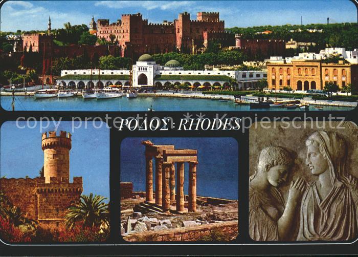 Rhodes Rhodos Greece Grossmeisterpalast Turm Tempel Ruine Antike Relief