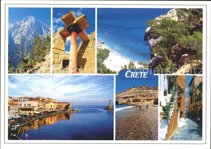 Crete Kreta Hafeneinfahrt Felsen Strand Dorfpartie