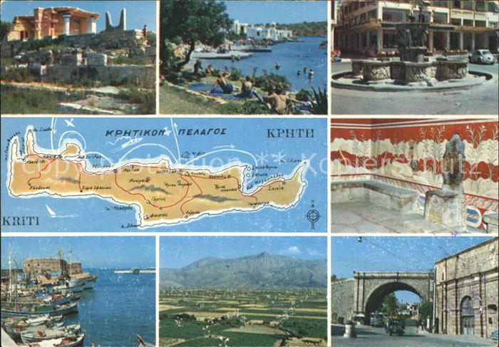 Kriti Tempel Antike Brunnen Hafen Wandmalerei Hafen Landkarte