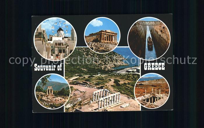 Griechenland Greece Windmuehle Akropolis Parthenon Delphi Tempel Antike Kanal vo