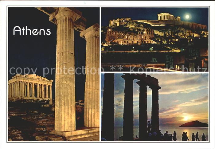 Athens Athen Akropolis im Mondschein Tempel Ruine Antike