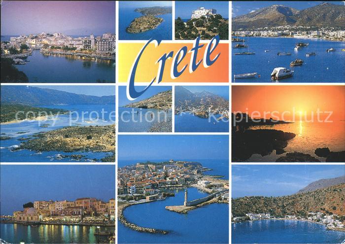 Crete Kreta Panorama Hafen Abendstimmung Sonnenuntergang