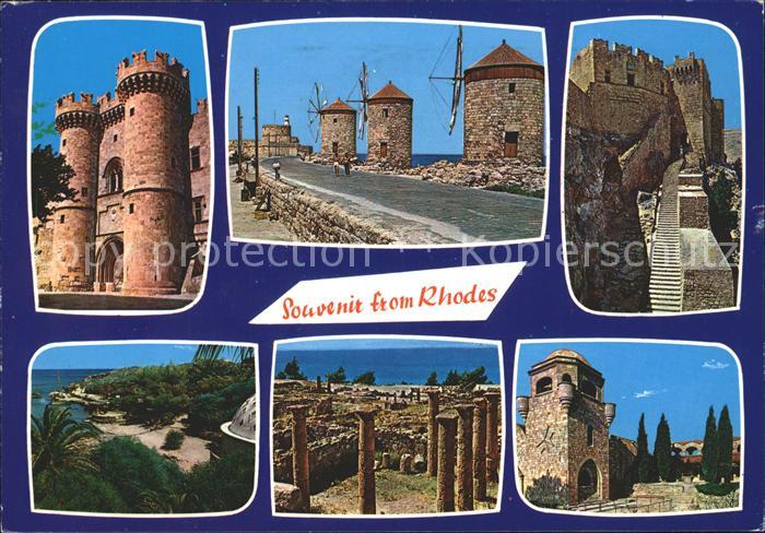 Rhodes Rhodos Greece Teilansicht Ritterpalast Windmuehle Tempel Ruine Antike Buc
