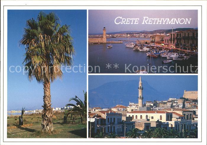 Rethymno Kreta Palme Hafen Teilansicht