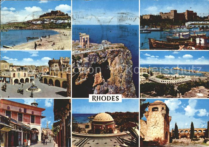 Rhodos Rhodes aegaeis Teilansichten Ritterpalast Hafen Felskueste Tempel Antike