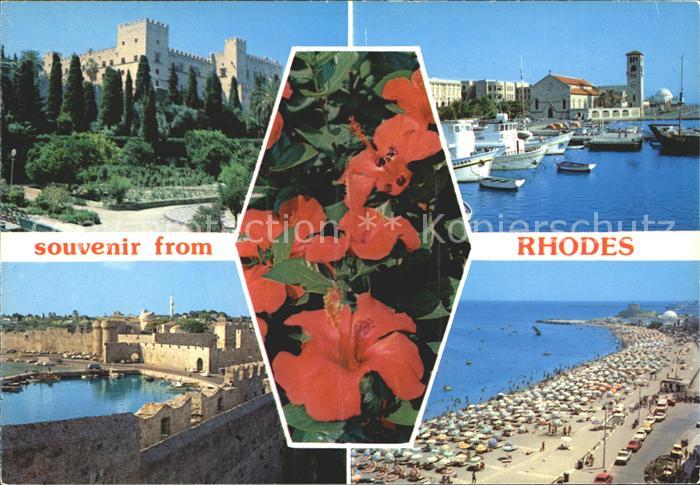 Rhodes Rhodos Greece Ritterpalast Hafen Strand alte Stadtmauern Blumen