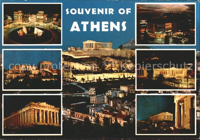 Athens Athen bei Nacht Akropolis Tempel Antike