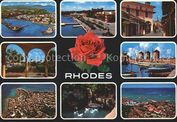 Rhodes Rhodos Greece Fliegeraufnahme Hafen Altstadt Windmuehle Arkaden Rose