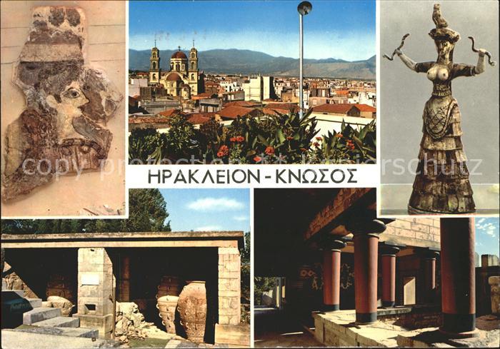 Knossos Cnosse Kreta Teilansicht mit Kirche Plastik Palast Tempel Antike