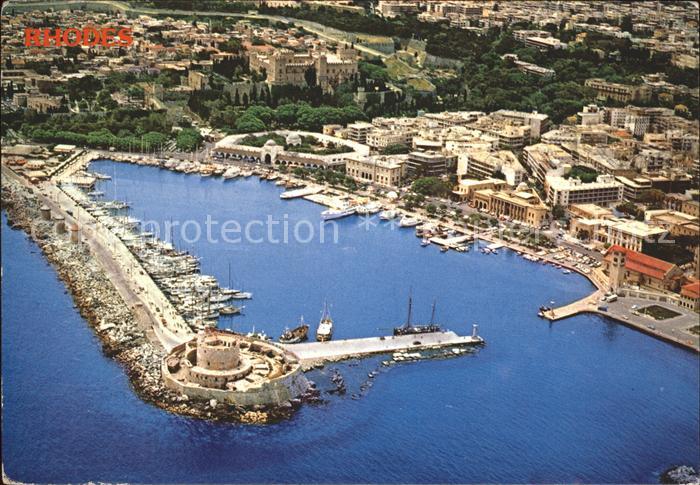 Rhodos Rhodes aegaeis Hafen Fliegeraufnahme