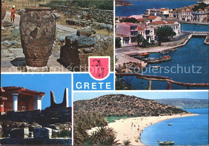 Crete Kreta Tempel Ruine Antike Krug Hafen Strand