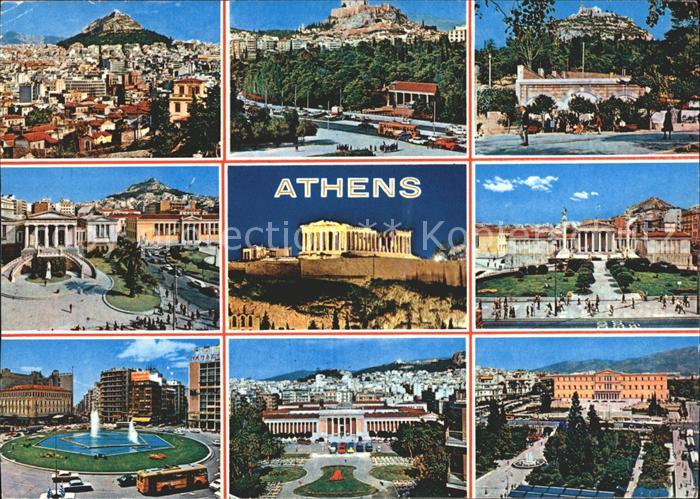 Athenes Athen Teilansichten Lykabette Akropolis Park Fontaene