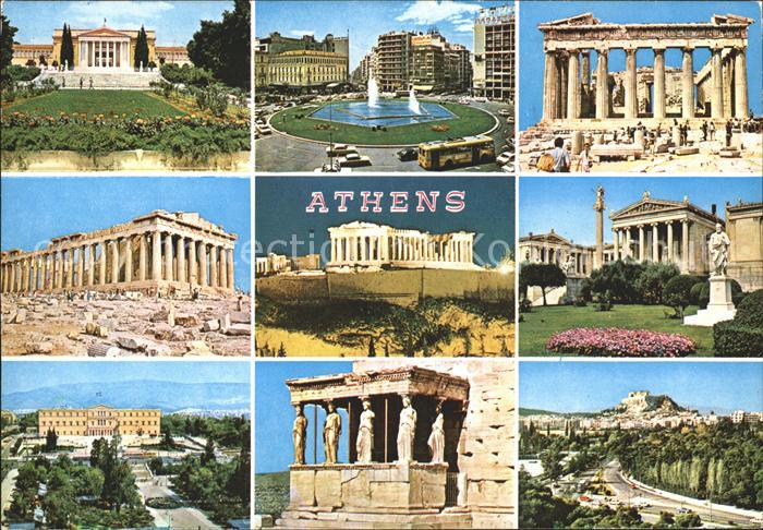 Athenes Athen Teilansichten Fontaene Akropolis Tempel Antike Denkmal