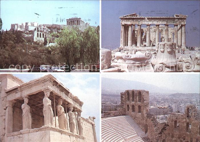 Athenes Athen Teilansichten Akropolis Caryatides Tempel Ruine Antike