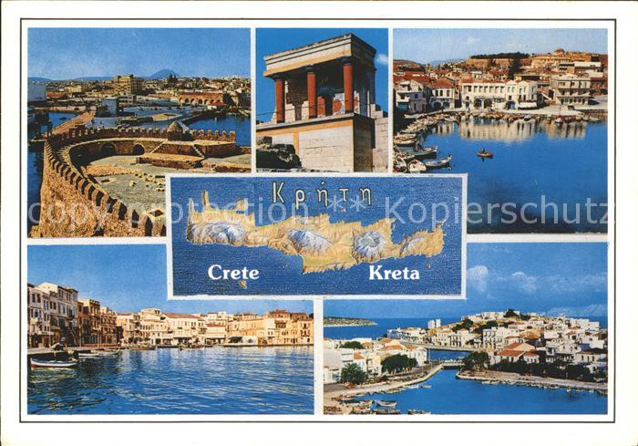 Kreta Crete Festung Hafen Landkarte Palast von Knossos