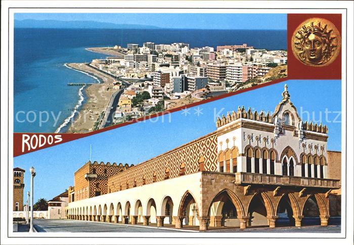Rhodos Rhodes aegaeis Panorama Strand Palast Sonne