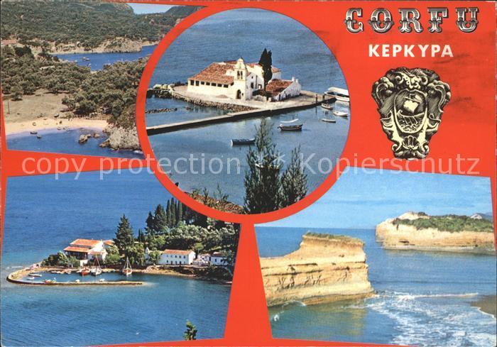 Corfu Korfu Teilansichten Kueste Felsen Pontikonissi