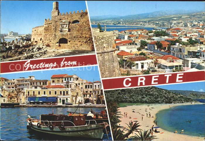 Crete Kreta Festung Alter Hafen Fischkutter Strand