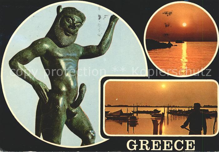 Griechenland Greece Antike Satyr Skulptur Sonnenuntergang Hafen