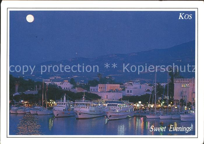 Kos Cos Hafen im Mondschein Faehrschiff