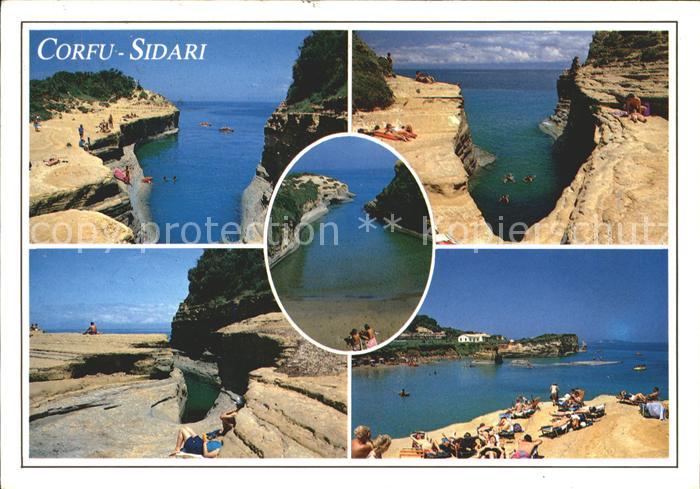 Sidari Korfu Felskueste Bucht Strand