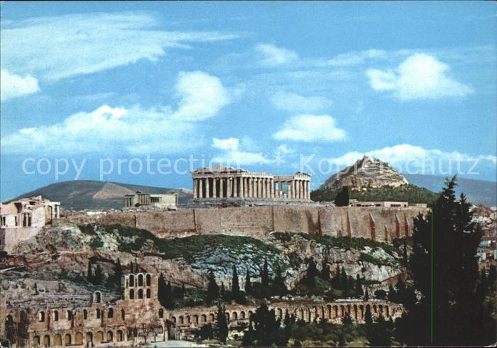Athenes Athen Akropolis Tempel Ruine Antike und Lykabettus