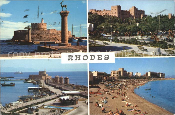 Rhodos Rhodes aegaeis Hafeneinfahrt Festung Statue Elafos Grossmeisterpalast Str