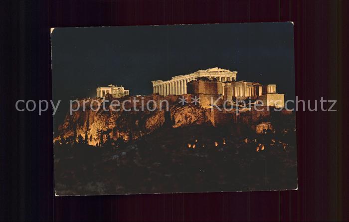 Athenes Athen Beleuchtete Akropolis Tempel Antike