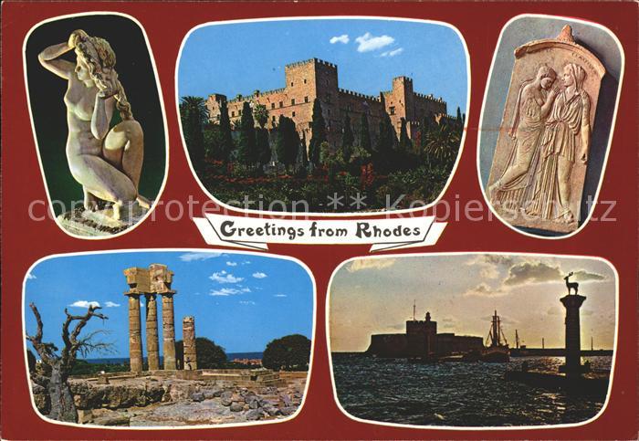 Rhodos Rhodes aegaeis Skulptur Palast Tempel Ruine Antike Hafeneinfahrt Statue E