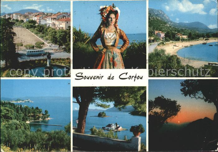 Corfou Strand Trachten Sonnenuntergang Pontikonissi