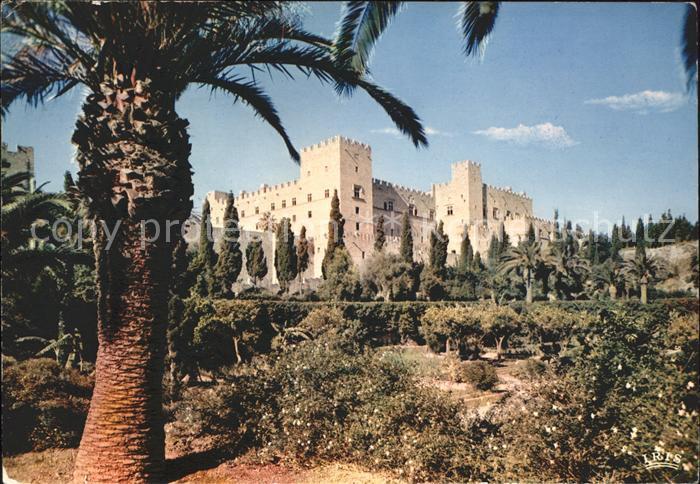 Rhodos Rhodes aegaeis La Tour des Chevaliers Turm der Ritter Palast Palme