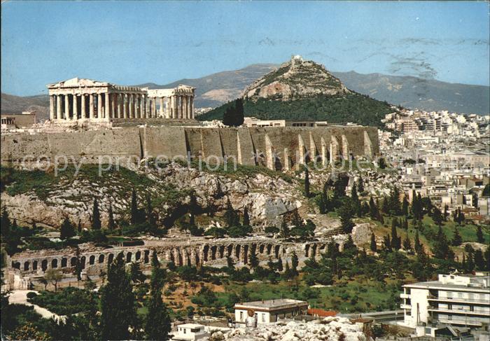 Athenes Athen Stadtbild mit Akropolis Tempel Ruine Antike Lykabettus
