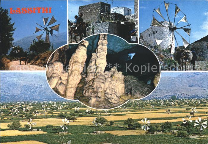 Kreta Crete Lassithi Tierebene Windmuehle Esel