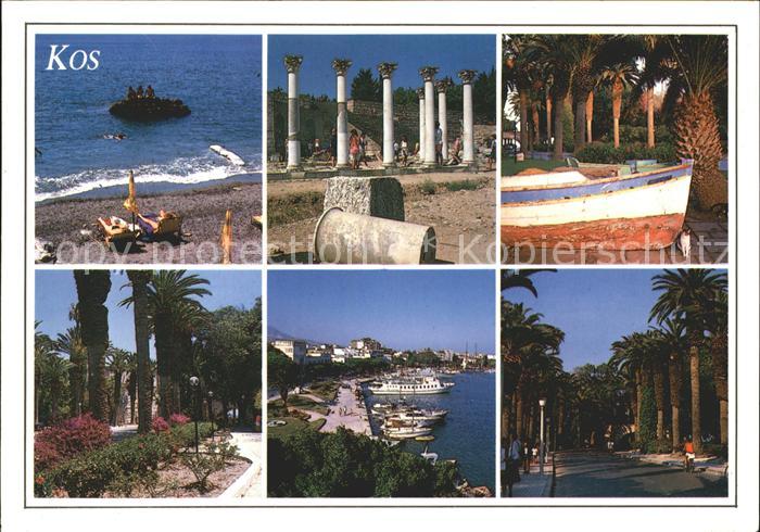Kos Cos Ruine Palmen Hafen Boot