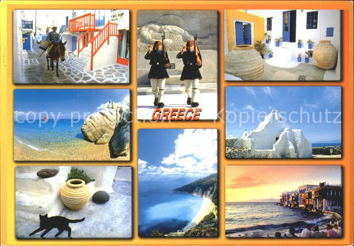 Griechenland Greece Vase Katze Soldaten Esel